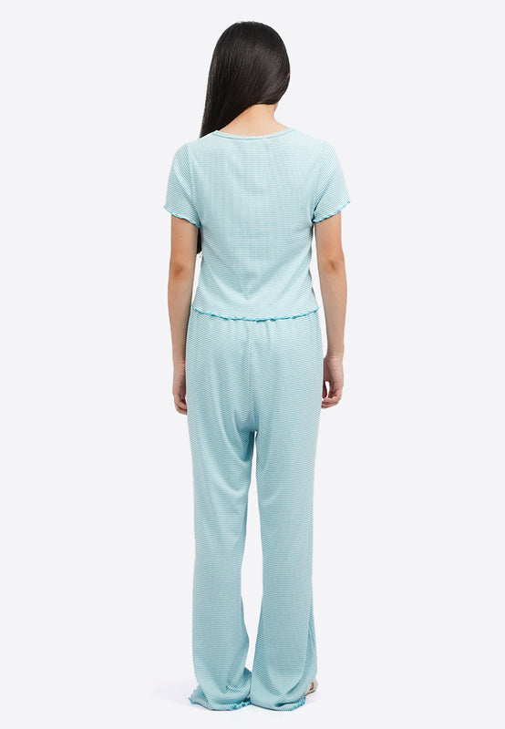 Long Pants Ribbed Pajama Set