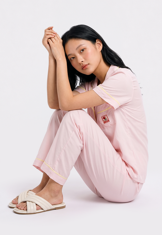 Shirt & Long Pants Woven Pajama Set