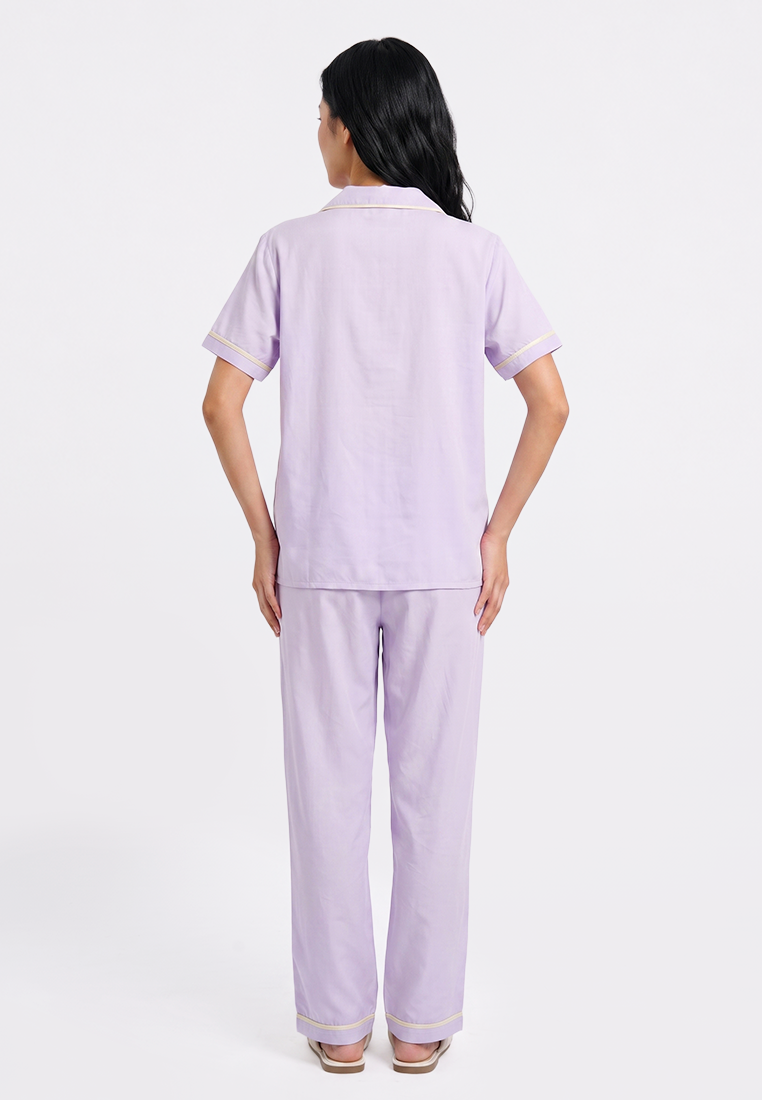 Shirt & Long Pants Woven Pajama Set