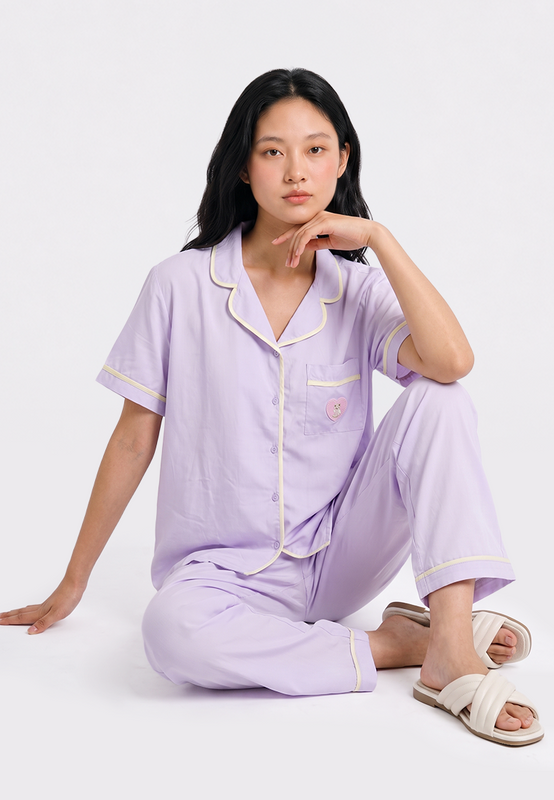 Shirt & Long Pants Woven Pajama Set