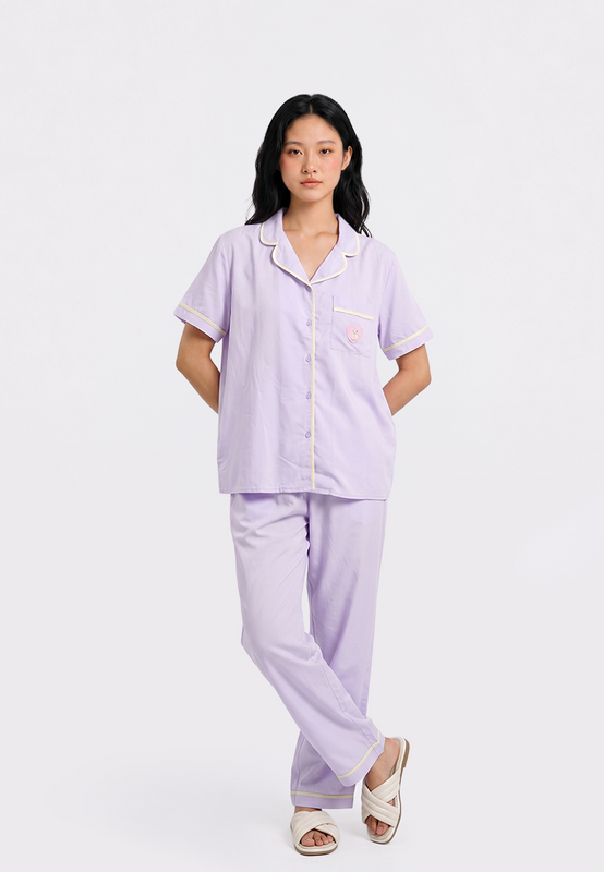 Shirt & Long Pants Woven Pajama Set