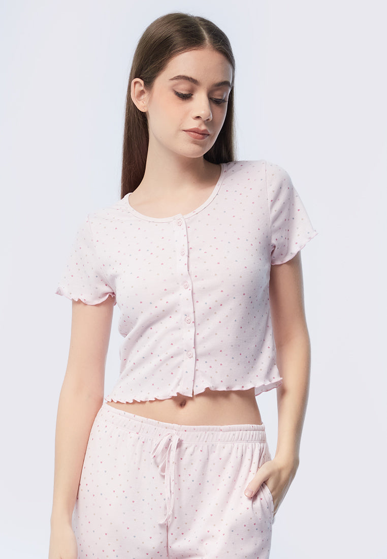 Printed Short Sleeve Pajama Set