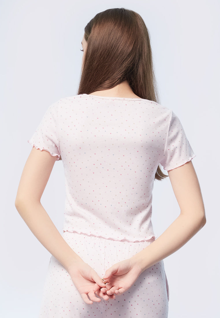 Printed Short Sleeve Pajama Set