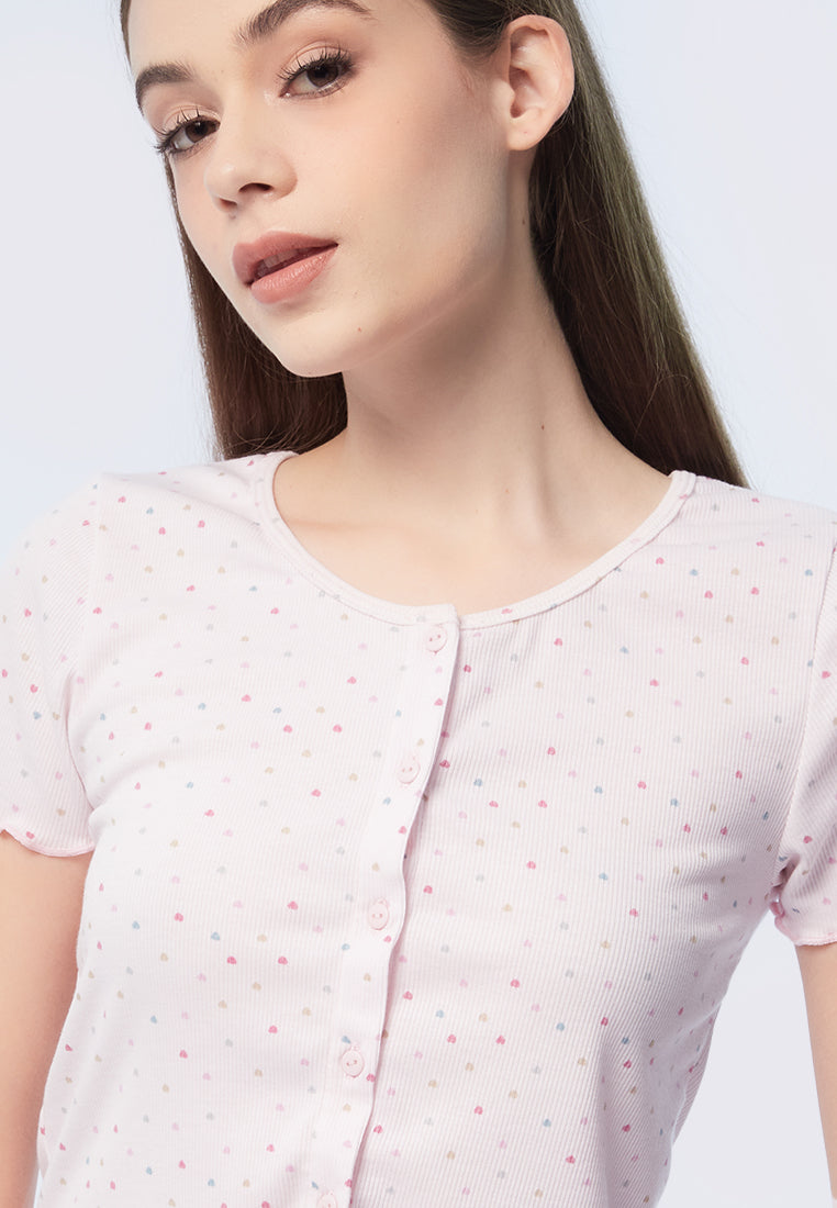 Printed Short Sleeve Pajama Set