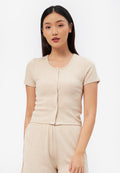 Short Sleeve T-Shirt Lounge Set Oatmeal