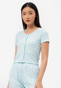Short Sleeve T-Shirt Lounge Set Aqua