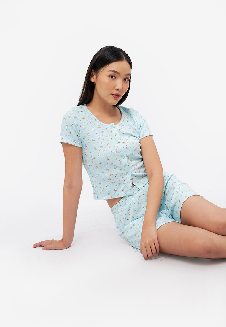 Short Sleeve T-Shirt Lounge Set Aqua