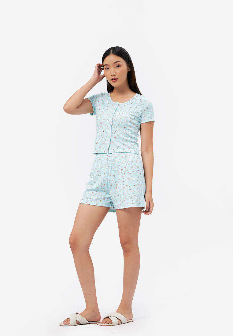 Short Sleeve T-Shirt Lounge Set Aqua