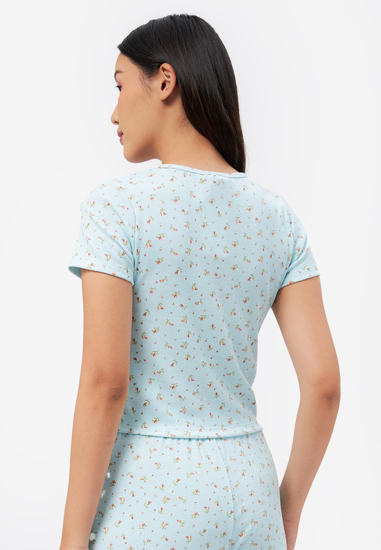 Short Sleeve T-Shirt Lounge Set Aqua