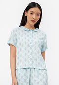 Short Sleeve Printed Pajamas Set Blue