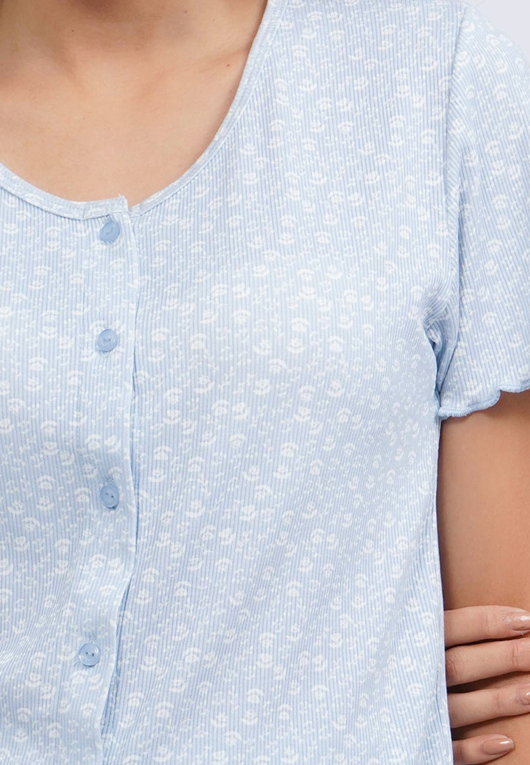 Printed Short Pajama Set Blue