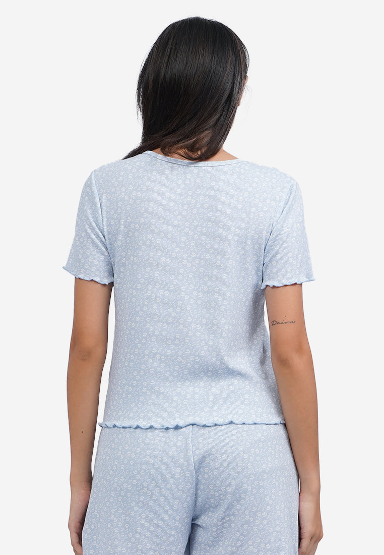 Printed Short Pajama Set Blue