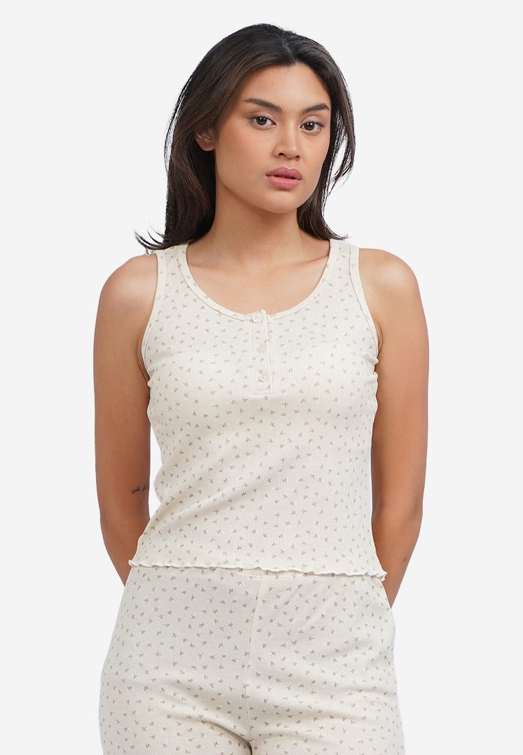 Sleeveless Pajama Set Oatmeal