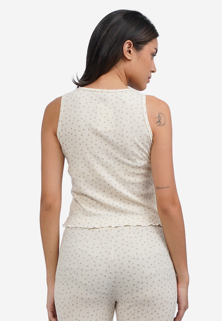 Sleeveless Pajama Set Oatmeal