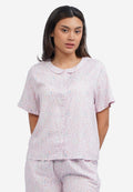 Printed Short Sleeve Pajama Set Pink