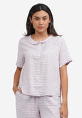 Checks Printed Short Sleeve Pajama Set Pink