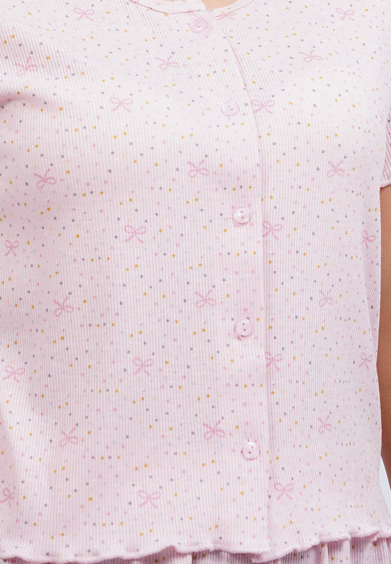 Printed Short Pajama Set Pink
