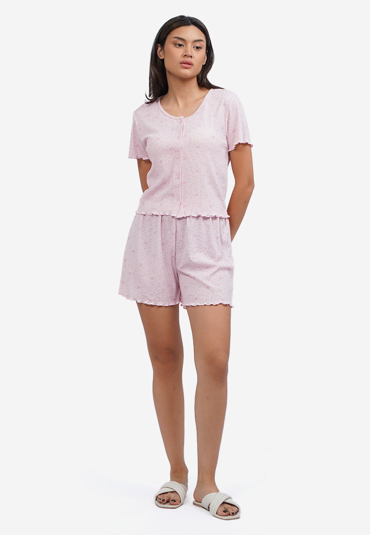 Printed Short Pajama Set Pink