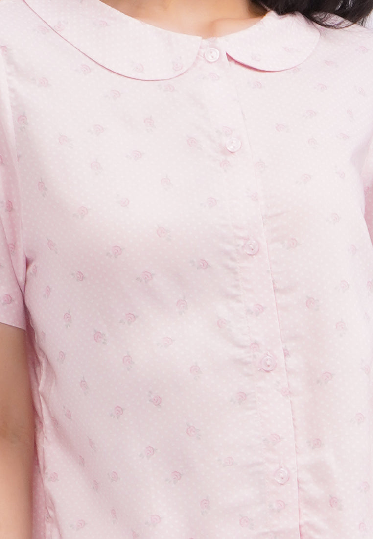 Long Pants Printed Pajama Set Pink