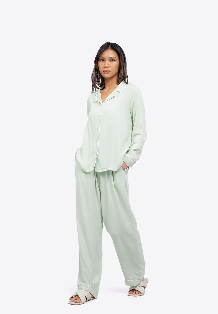 Woven Pajama Set with Long Pants