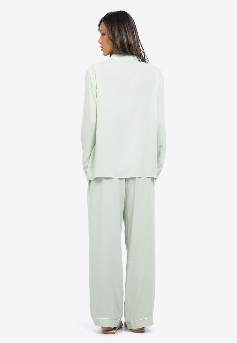 Woven Pajama Set with Long Pants