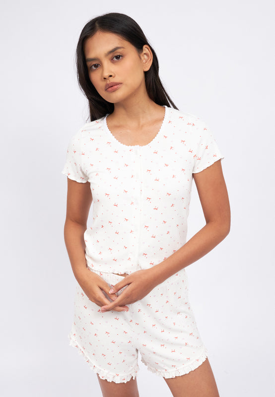 Short Sleeve Pajama Set with Short Pants
