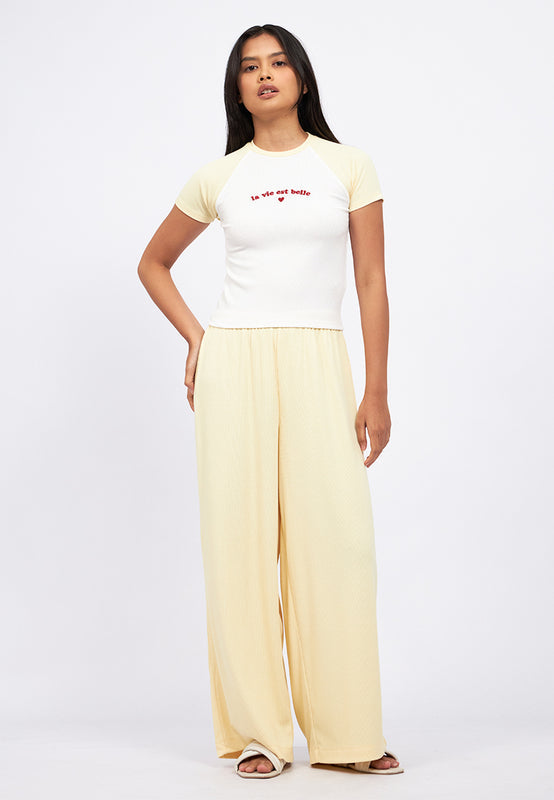 Raglan Tee Pajama Set with Long Pants