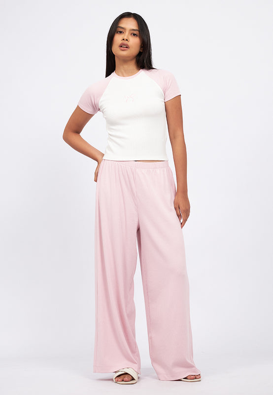 Raglan Tee Pajama Set with Long Pants