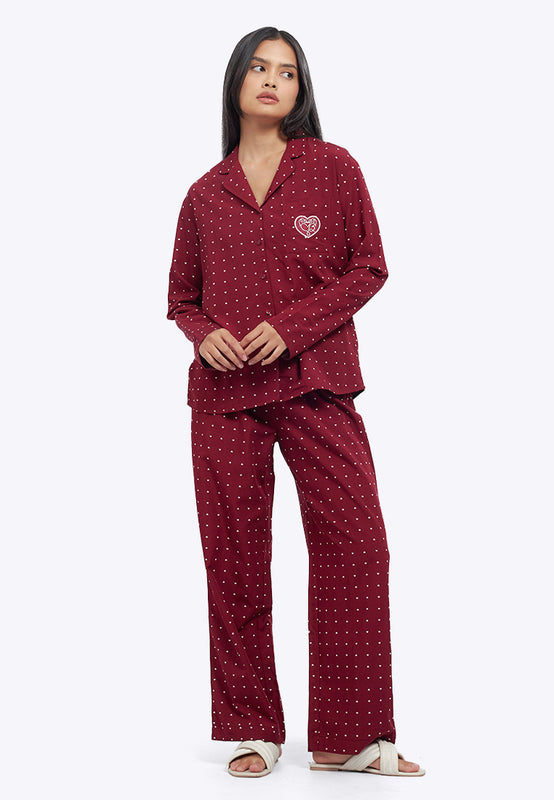 Printed Long Pants Pajama Set