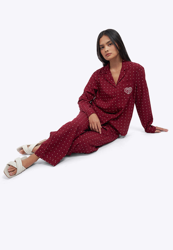Printed Long Pants Pajama Set