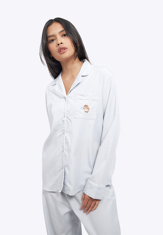Embroidered Long Pants Pajama Set