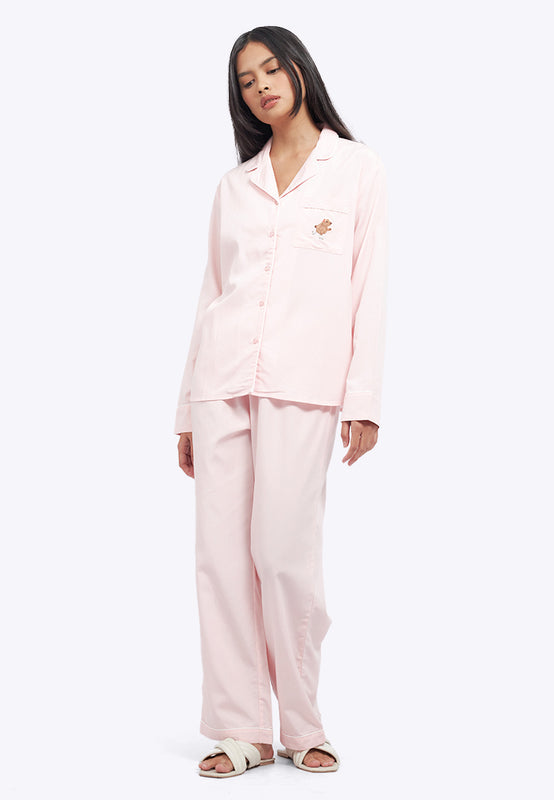Embroidered Long Pants Pajama Set