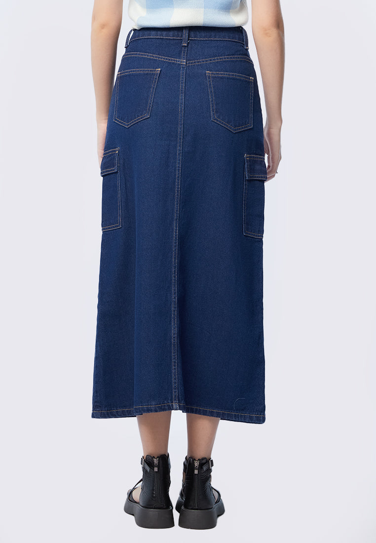 Cargo Maxi Skirt with Front Slit