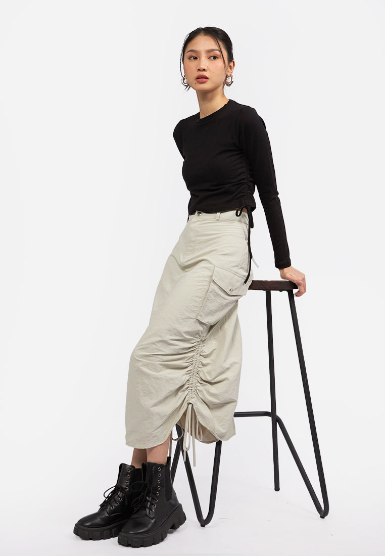 Maxi Cargo Skirt with Side Ruched