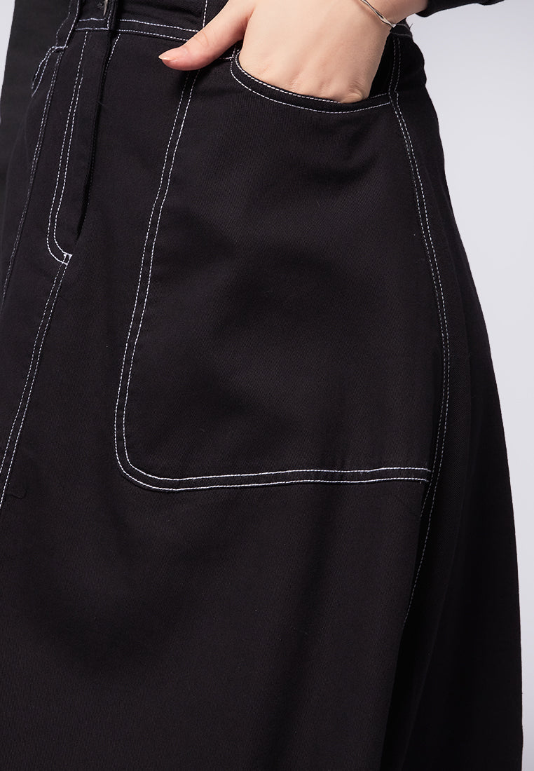 A-Line Midi skirt with Contrast Stitch