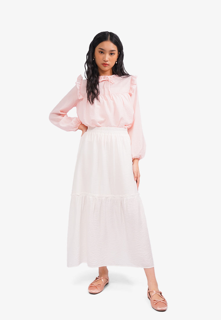 Tiered Maxi Skirt Off White