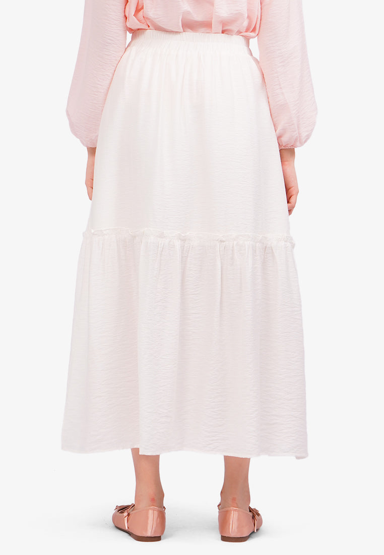 Tiered Maxi Skirt Off White