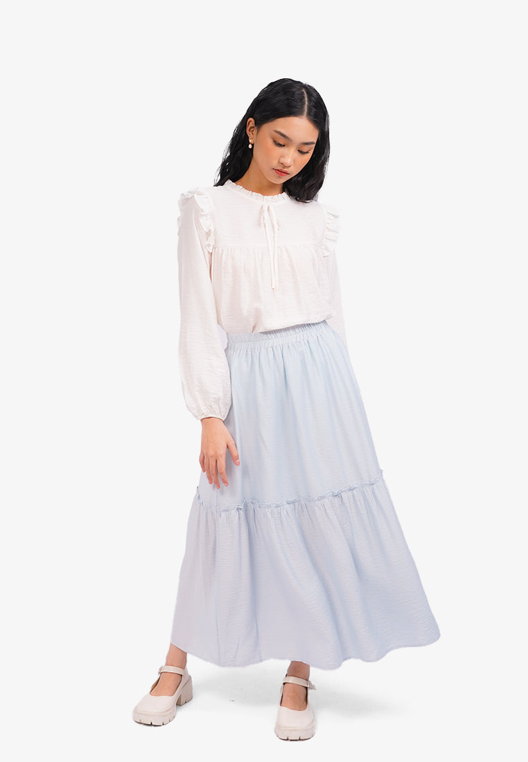 Tiered Maxi Skirt Blue