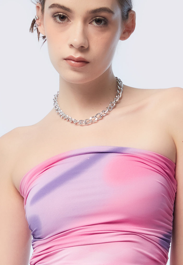 Printed Ruched Tube Top