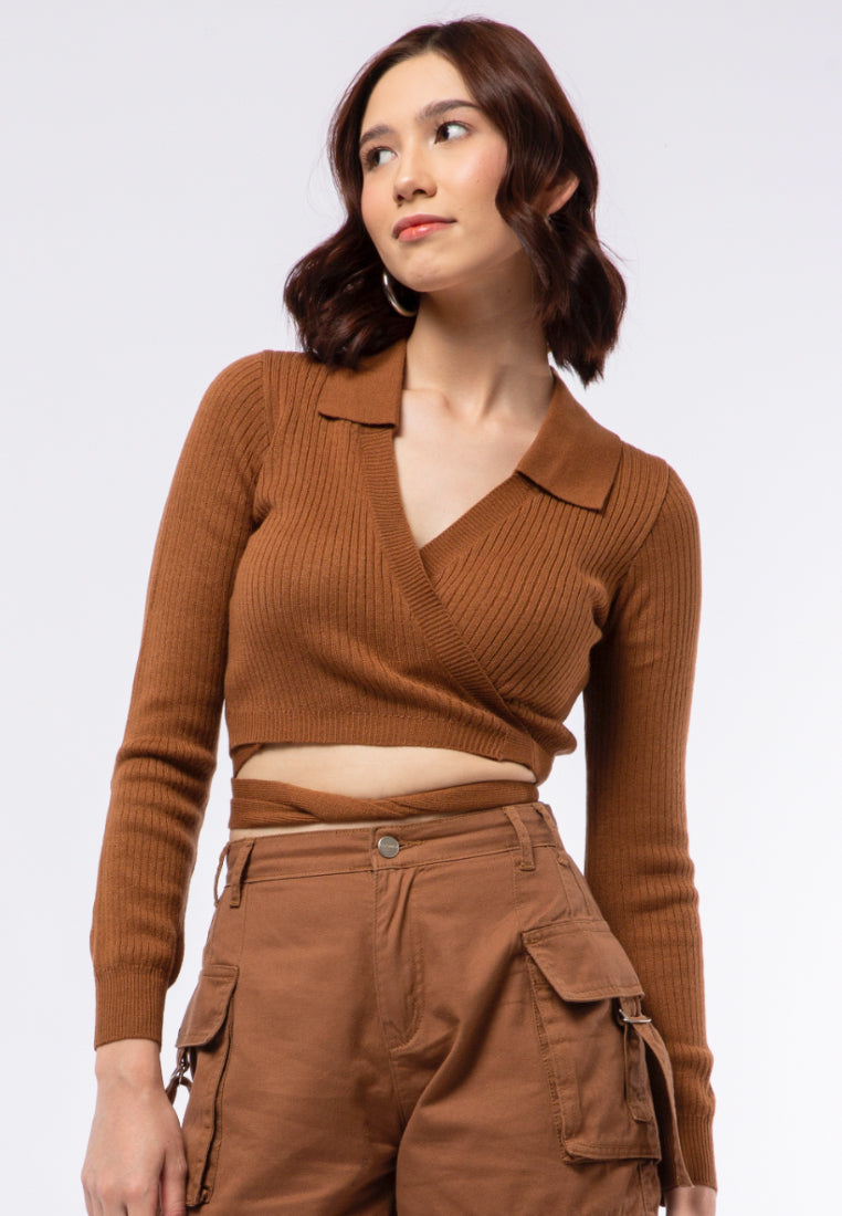 Cable Knit Wrap Top