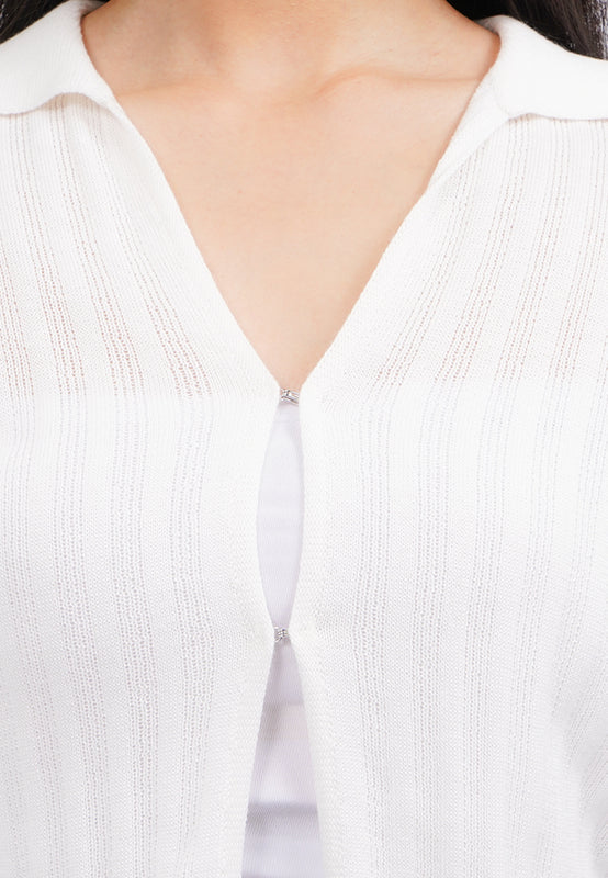 Long Sleeve Knit Top with Button