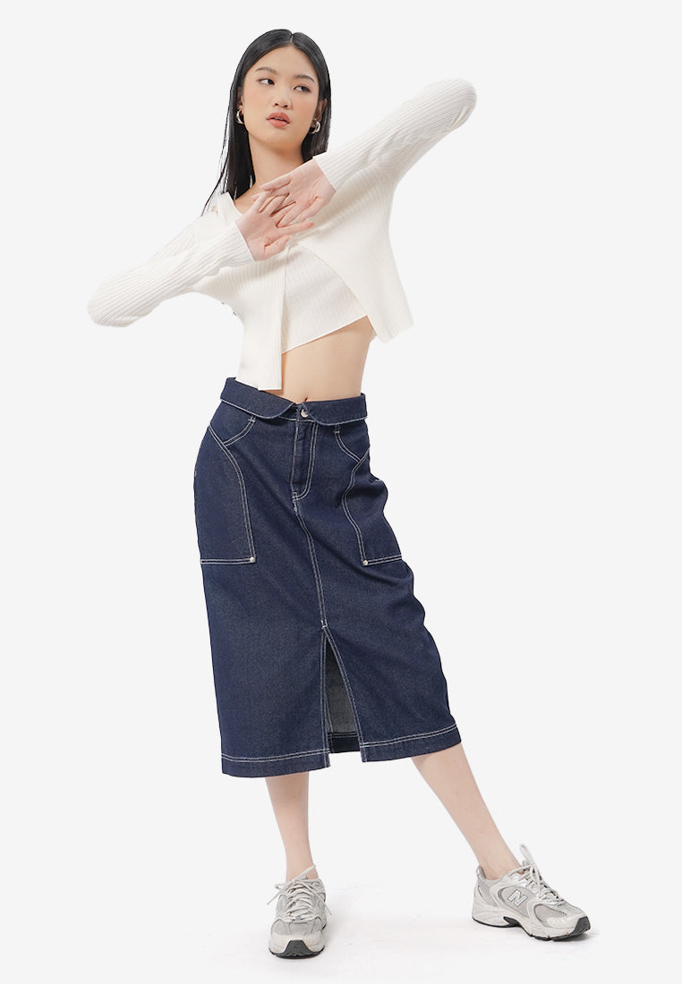 Double Layered Long Sleeve Top Off White