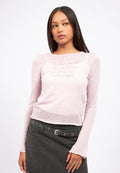 See Through Long Sleeve Graphic Top