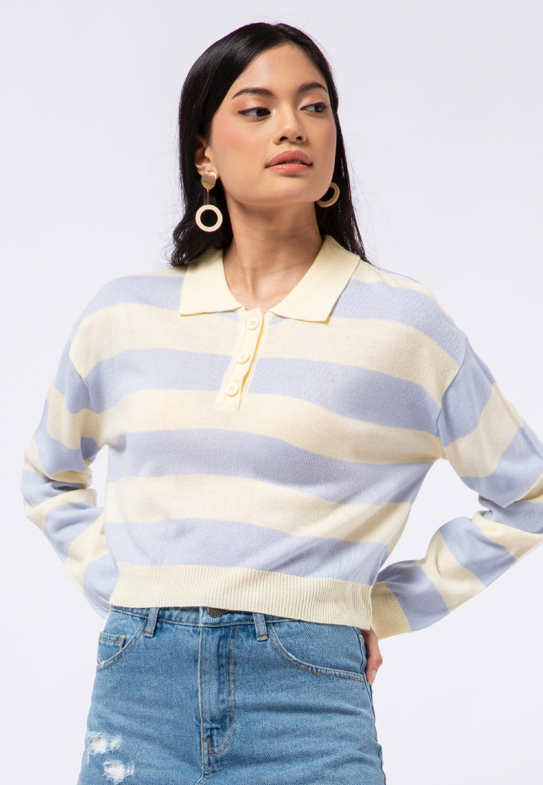 Long Sleeve Stripe Polo Shirt