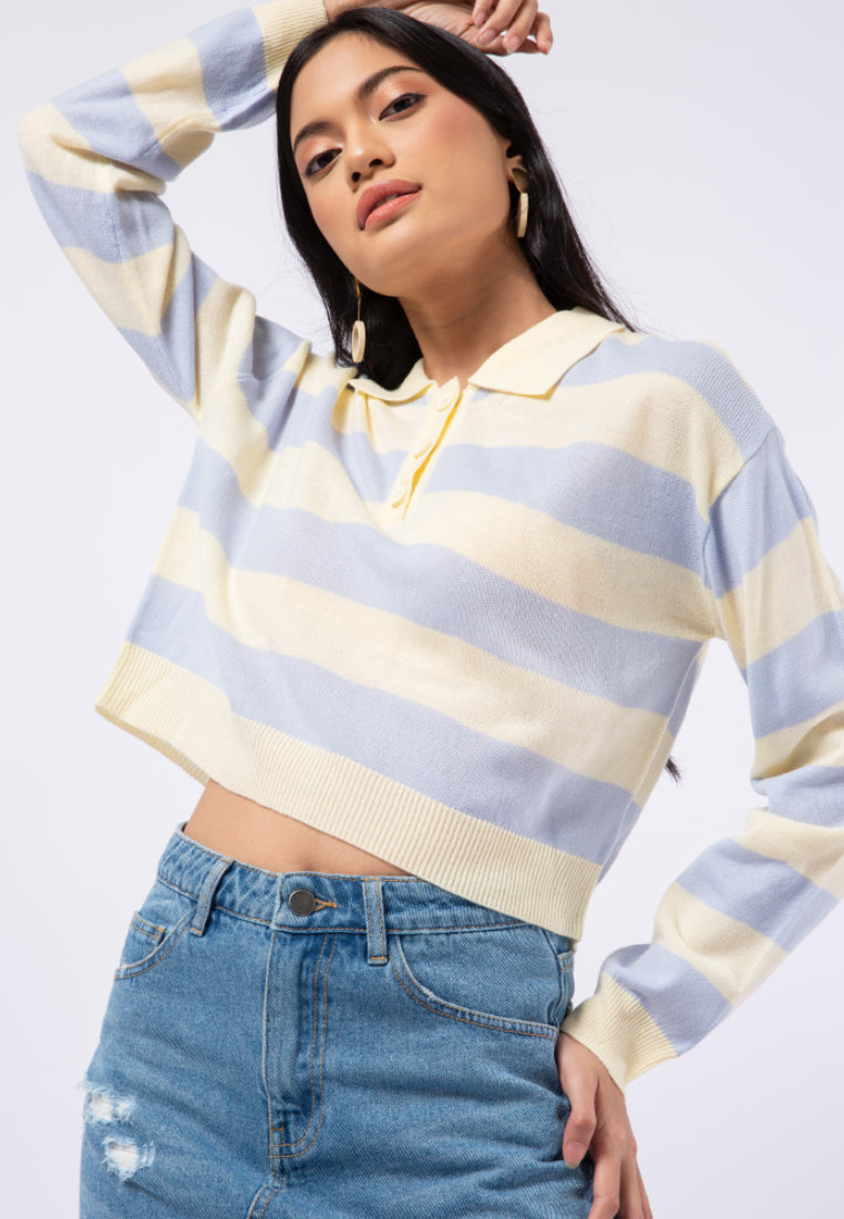 Long Sleeve Stripe Polo Shirt