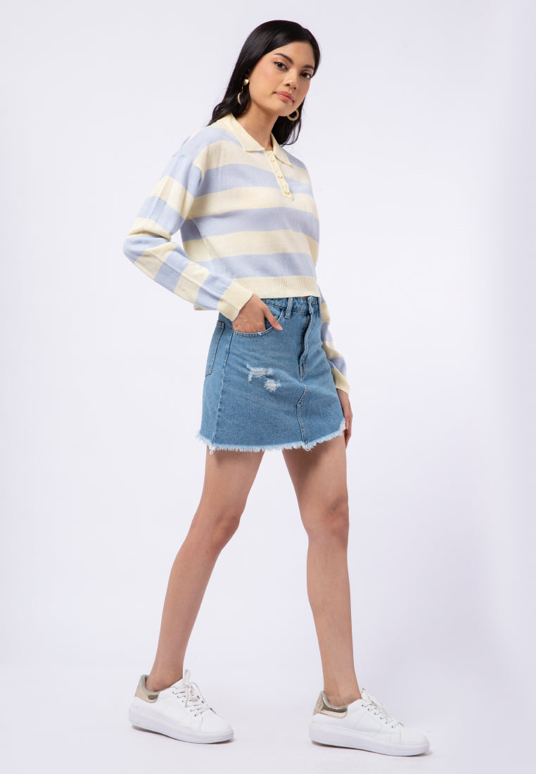 Long Sleeve Stripe Polo Shirt