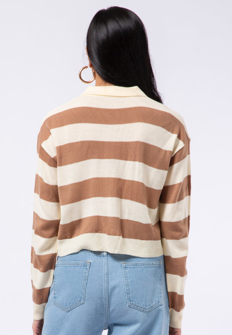 Long Sleeve Stripe Polo Shirt