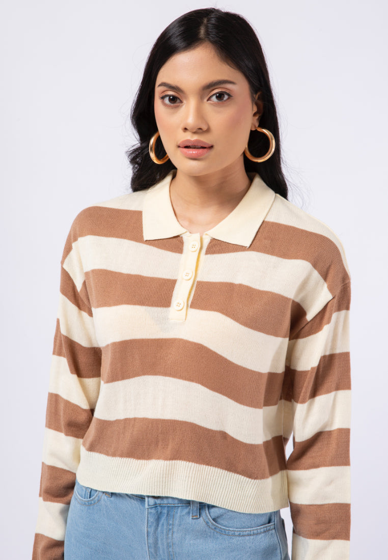 Long Sleeve Stripe Polo Shirt