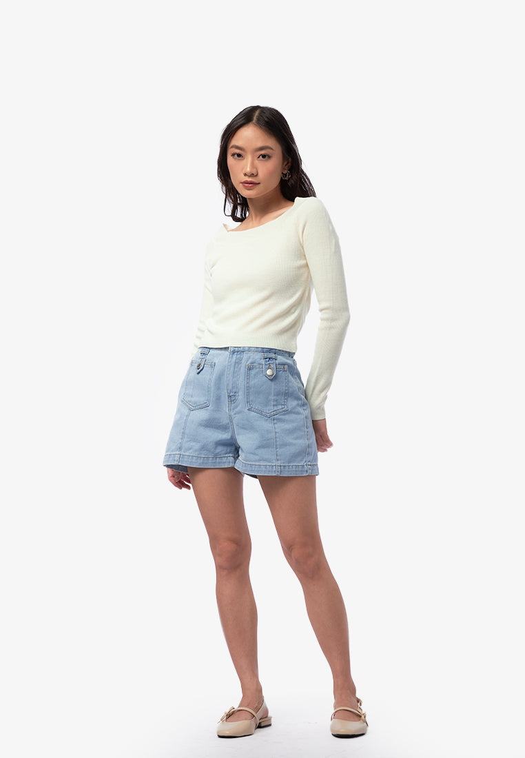 Boat Neck Long Sleeve Top
