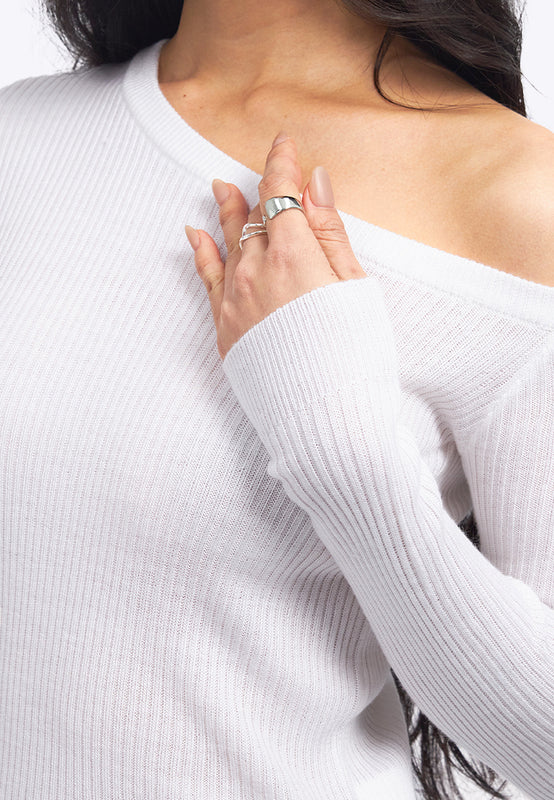 One Shoulder Long Sleeve Knit Top